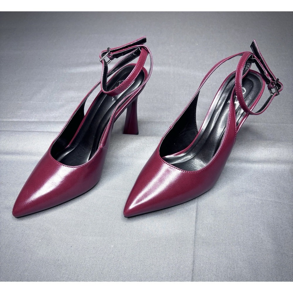 QIY Women's Pointy Pointed Pumps Burgundy Size 6.5 Slingback Heels NIB P25173